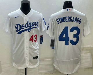 Men's Los Angeles Dodgers #43 Noah Syndergaard Number White Flex Base Stitched Baseball Jersey